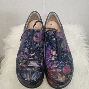 Finn Comfort Ikebukuro Darkblue Irpino Floral Leather Sneakers Womens 10 UK 7.5